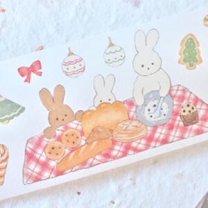 菜菜瑄瑄 Maskingtape (1 lusmonster), Bunny Bakery, Washi Tape voor dagboek, plakboek, plannerdecoratie en cadeauverpakking