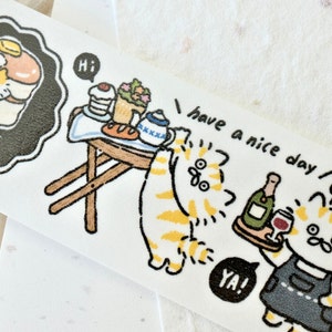 3.Little.Cat-afplaktape (1 lusmonster), Cat Restaurant 猫咪餐酒馆, washitape voor dagboek, plakboek, plannerdecoratie en cadeauverpakking