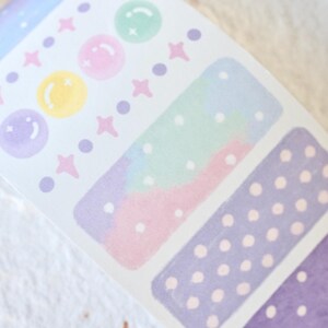 菜菜瑄瑄 Maskingtape (1 lusmonster), kleurrijke stippen 一卷波点 甜系, washitape voor dagboek, plakboek, plannerdecoratie en cadeauverpakking