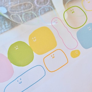 3amigos masking tape (1 lusmonster), Niet ongelukkig 没有不开心, heldere PET-tape voor dagboek, plakboek, plannerdecoratie en cadeauverpakking