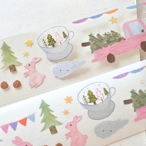 菜菜瑄瑄 Maskingtape (1 lusmonster), Forest Walk 森林散步, doorzichtige PET/Washi-tape voor dagboek, plakboek, plannerdecoratie en cadeauverpakking