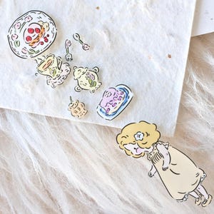 NANAKO-afplaktape (1 lusmonster), 华夫女孩 Meisjes zijn dol op wafels, doorzichtige PET-tape voor dagboek, plakboek, plannerdecoratie en cadeauverpakking