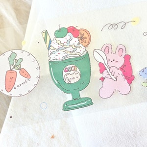 休眠火山美术社 afplaktape (1 lusmonster), kleine dieren 昭和小动物, doorzichtige PET-tape voor dagboek, plakboek, plannerdecoratie en cadeauverpakking