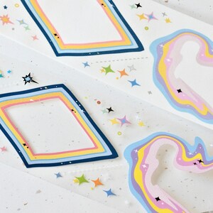boom+boom Afplaktape (1 lusmonster), Frame 游离黑洞, Doorzichtige PET/Washi Tape voor dagboek, plakboek, kaartdecoratie en cadeauverpakking