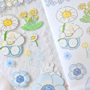 Free to Fly-afplaktape (1 lusmonster), in de bloemen, doorzichtige PET-/washitape voor dagboek, plakboek, plannerdecoratie en cadeauverpakking