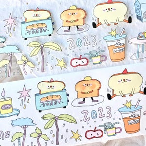 亚亚听夏 Maskingtape (1 lusmonster), Daily Moments碎片小日常, doorzichtige PET-/washitape voor dagboek, plakboek, kaartdecoratie en cadeauverpakking