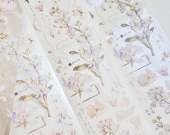 Cinta adhesiva Freckles Tea Vol.4 (muestra de 1 bucle), Floating Dream Florist, Flores y Plantas, para diarios, álbumes de recortes y envoltorios de regalo.