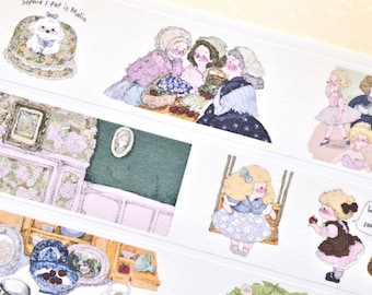 NANAKO masking tape (1 loop sample), Little Sophie, Washi Tape for Journal, Scrapbook, planner decoration and gift wrapping, Stationery