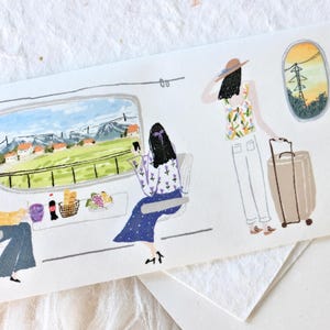 Wanle Studio-afplaktape (1 lusmonster), onderweg在路上, washitape voor dagboek, plakboek, kaartdecoratie en cadeauverpakking