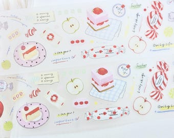 多弗集物 Kiss-cut Sticker Tape (1 loop sample), 苹果糖 Candy Apple, for journaling, scrapbooking, planner and card decoration