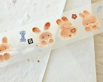 Neinei illustratie maskeertape (1 lusmonster), 好梦兔兔 konijntje, matte PET-tape voor dagboek, plakboek, kaart en cadeaudecoratie, briefpapier