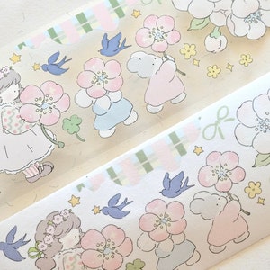 Free to Fly 羡鸟文社masking tape (1 lusmonster), Sakura 一场樱花, doorzichtige PET/Washi-tape voor dagboek, plakboek, plannerdecoratie en cadeauverpakking