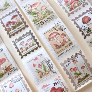 QIQIYU-afplaktape (1 lusmonster), bergen en stempels, kiss-cut stickertape voor dagboek, plakboek, plannerdecoratie