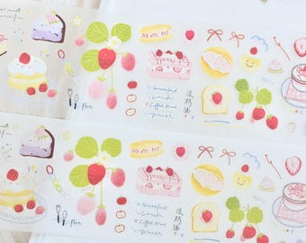 多弗集物 Kiss-cut Sticker Tape (1 loop sample), 草莓糕Strawberry Cake, for journaling, scrapbooking, planner and card decoration