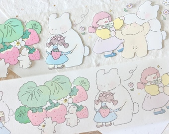 Free to Fly masking tape (1 loop sample), Fruit Lover, clear PET/Washi Tape for journal, scrapbook, planner decoration and gift wrapping