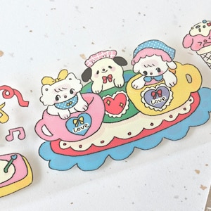 Desserttown-afplaktape (1 lusmonster), Showa Cutie, doorzichtige PET-tape voor dagboek, plakboek, plannerdecoratie en cadeauverpakking