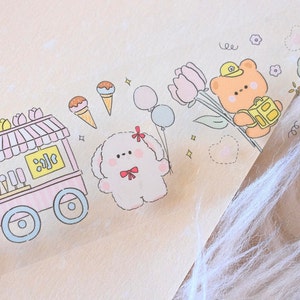 Dessert town甜品镇 masking tape (1 loop sample), Have Fun 玩玩乐, clear PET Tape for journal, scrapbook, planner decoration and gift wrapping