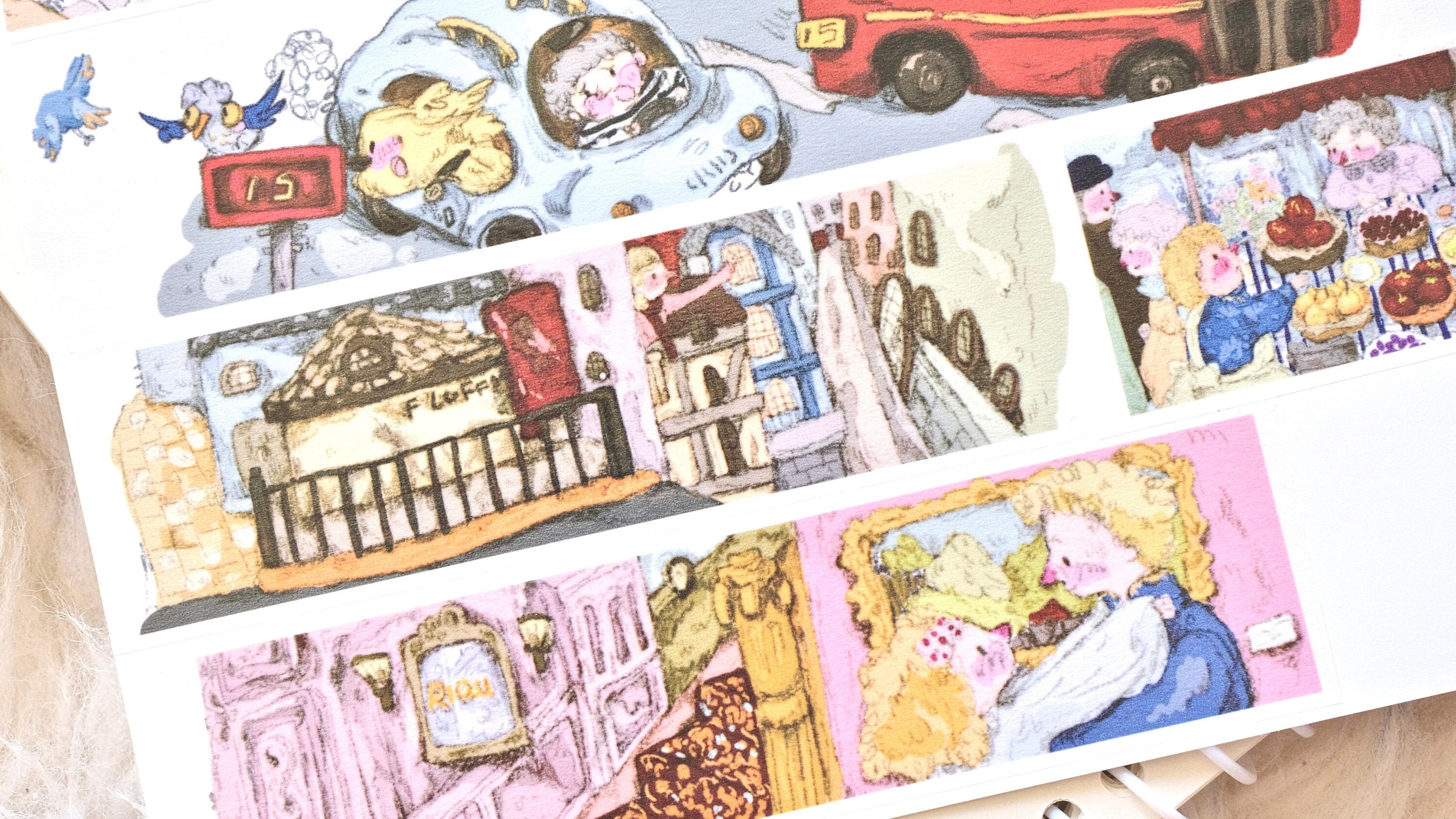 NANAKO masking tape (1 loop sample), London Town, Washi Tape for Journal, Scrapbook, planner decoration and gift wrapping, Stationery
