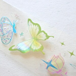Tears Thief masking tape (1 lusmonster), Butterfly 翩虹, heldere PET-tape voor dagboek, plakboek, planner decoratie en cadeauverpakking