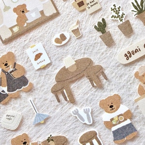 Suatelier Sticker No.1145 ggumi cafe, Decoration stickers, Scrapbook stickers, Journal stickers, Stationery