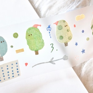 3amigos Masking Tape (1 Schleife, Muster) Wald ^ ^, mattes PET Klebeband für Journal, Scrapbook, Planerdekoration und Geschenkverpackung