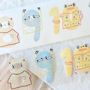 Bieguan-afplaktape (1 lusmonster), Daily Fun日付之古灵精怪, doorzichtige PET-/washitape voor dagboek, plakboek, kaartdecoratie en cadeauverpakking