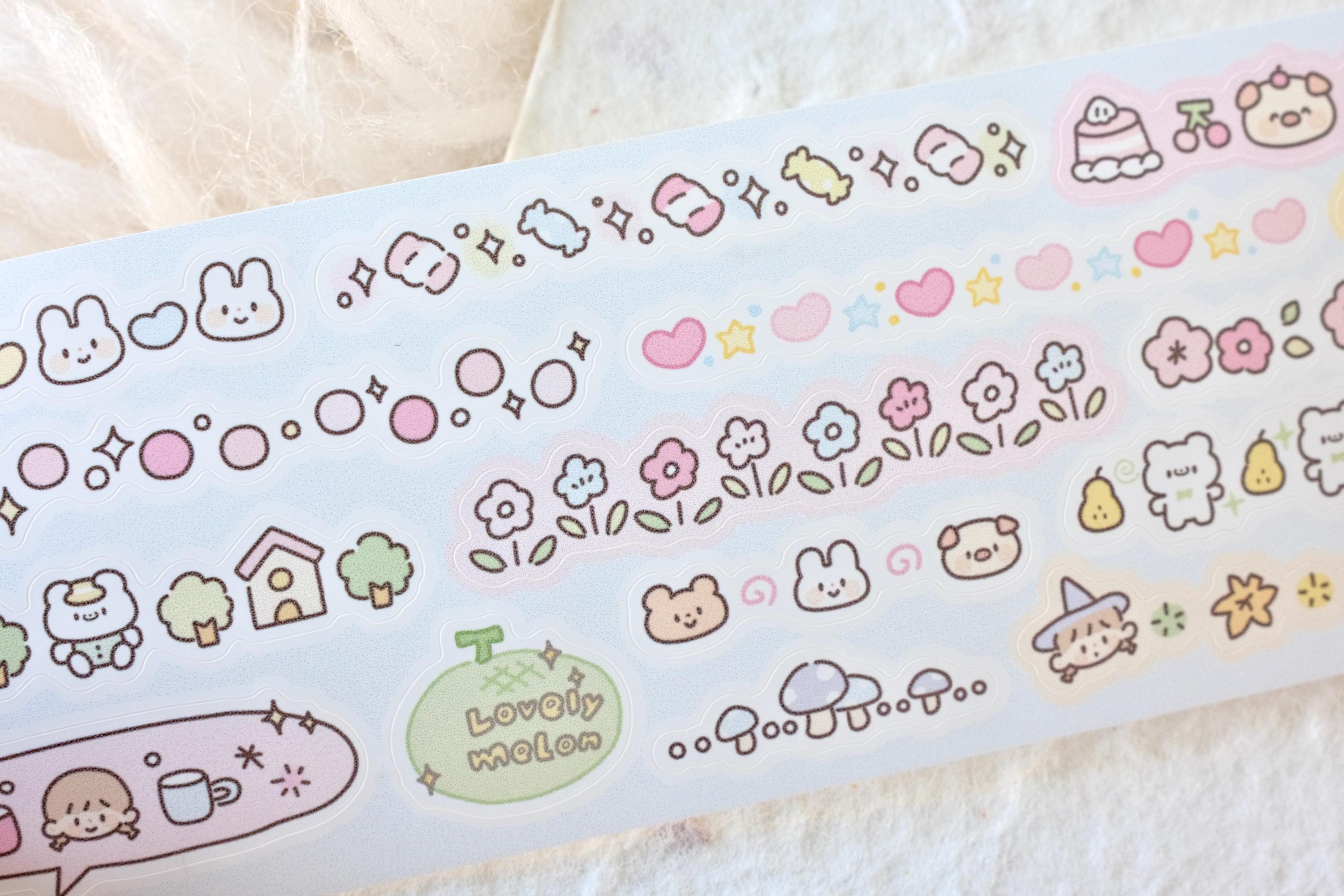 Molinta キスカット ステッカー テープ (1 ループ サンプル)、可爱分割