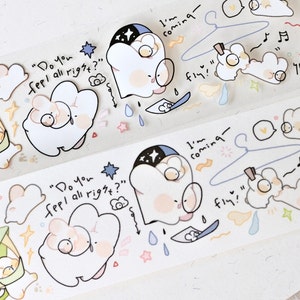 Boom+Boom Masking Tape (1 Schleife), buntes, buntes Washi Tape mit vielen Hasenmotiven für Journal, Scrapbook, Kartendekoration oder Geschenke