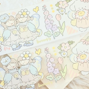Free to Fly-afplaktape (1 lusmonster), tuinouverture, doorzichtige PET-/washitape voor dagboek, plakboek, plannerdecoratie en cadeauverpakking