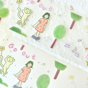 冰川森岛 Afplaktape (1 lusmonster), Trio 三重奏, Doorzichtige PET/ Washi Tape voor dagboek, plakboek, kaartdecoratie en cadeauverpakking