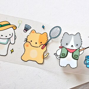 食用鱼块 Afplaktape (1 lusmonster), Sunshine 泡芙游园会, Doorzichtige PET-tape voor dagboek, plakboek, plannerdecoratie en cadeauverpakking