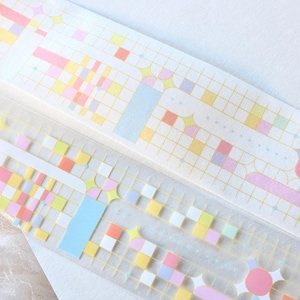 亚亚听夏 Maskeertape (1 lusmonster), venster roze bloem粉色的花窗, doorzichtige PET-/washitape voor dagboek, plakboek, kaartdecoratie en cadeauverpakking