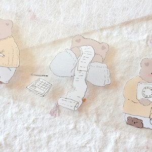 ENJO Journal masking tape (1 lusmonster), 买买小熊 Shopping Bear, Clear PET Tape voor Journal, Scrapbook, planner decoratie en cadeauverpakking