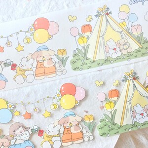 Free to Fly-afplaktape (1 lusmonster), Windy Day 有风的日子, doorzichtige PET-/washitape voor dagboek, plakboek, plannerdecoratie en cadeauverpakking