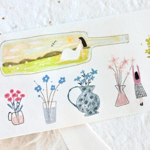 Wanle Studio-afplaktape (1 lusmonster), flessen一些些瓶子, washitape voor dagboek, plakboek, kaartdecoratie en cadeauverpakking