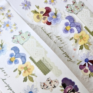 Taśma maskująca Wildberry Lab (próbka 1 pętelki), Little Violet Flower, przezroczysta taśma PET/Washi do dzienników, albumów, dekoracji kartek, pakowania prezentów