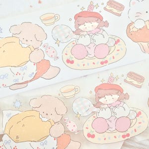 Free to Fly-afplaktape (1 lusmonster), dessertwinkel, doorzichtige PET-/washitape voor dagboek, plakboek, plannerdecoratie en cadeauverpakking