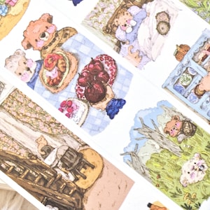 NANAKO masking tape (1 lusmonster), Nini Bear, Washi Tape voor dagboek, plakboek, planner decoratie en cadeauverpakking, briefpapier