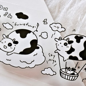 boom+boom Afplaktape (1 lusvoorbeeld), Cow's Holiday 奶牛的假期, Clear PET/ Washi Tape voor dagboek, plakboek, kaartdecoratie en cadeauverpakking