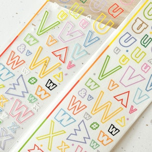 giek+boom Maskingtape (1 lussteekproef), Letters空字节, doorzichtige PET/Washi-tape voor dagboek, plakboek, kaartdecoratie en cadeauverpakking