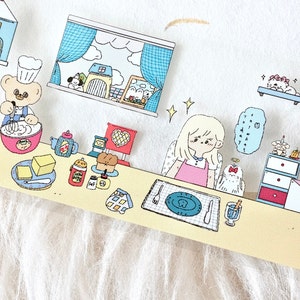 麻辣小迪 plakband (1 lusmonster), 厨房 keuken, PET-tape voor dagboek, plakboek, plannerdecoratie en cadeauverpakking, briefpapier