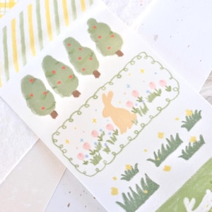 菜菜瑄瑄 Maskeertape (1 lusmonster), lente 一卷春天, washitape voor dagboek, plakboek, plannerdecoratie en cadeauverpakking