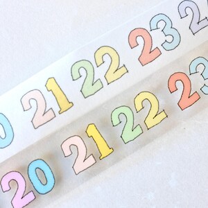 亚亚听夏 Maskingtape (1 lusmonster), kleurrijke cijfers彩彩数字, doorzichtige PET-/washitape voor dagboek, plakboek, kaartdecoratie en cadeauverpakking