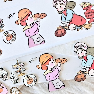 NANAKO-afplaktape (1 lusmonster), Little Girl vol.2新小阿姆, doorzichtige PET/washi-tape voor dagboek, plakboek, plannerdecoratie en cadeauverpakking