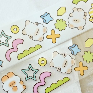 汤圆肉多多 afplaktape (1 lusmonster), 糖果碎片, doorzichtige PET-/washitape voor dagboek, plakboek, plannerdecoratie en cadeauverpakking
