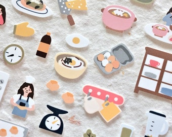 Suatelier Sticker No.1117 Vlog_Cooking, Adesivi decorativi, Adesivi per album, Adesivi per diario, Articoli di cancelleria