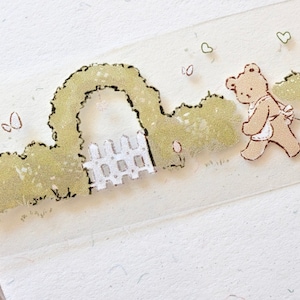 Notte masking tape (1 lusmonster), Bear Garden 小熊花园, Doorzichtige PET-tape voor dagboek, plakboek, plannerdecoratie en cadeauverpakking