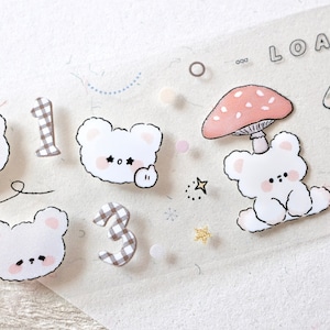 食用鱼块 maskeertape (1 lusmonster), 'Through my autumn with you', doorzichtige PET-tape voor dagboek, plakboek, plannerdecoratie en cadeauverpakking