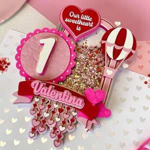 Valentine&#39;s Day Birthday Cake Topper Valentine Party Decor Pink and Red Decor Sweet One First Birthday Party Valentine Baby