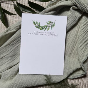 Tarjetas de recuerdo de floristería, tarjetas con mensajes florales, tarjetas funerarias, fundas de celofán transparente, tarjetas de homenaje, tarjetas conmemorativas, recuerdo de un abuelo